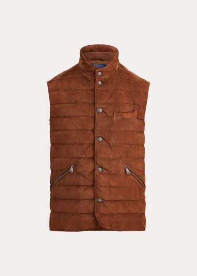 Men's Polo Ralph Lauren Quilted Suede Vests | 413897DOM